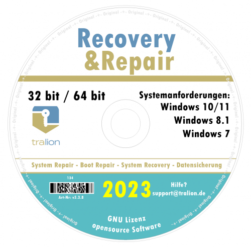 2023 Recovery und Repair CD Für Windows 7 - Windows 8 - Windows 10/11 32 & 64 Bit Version, inkl. DATENRETTUNG