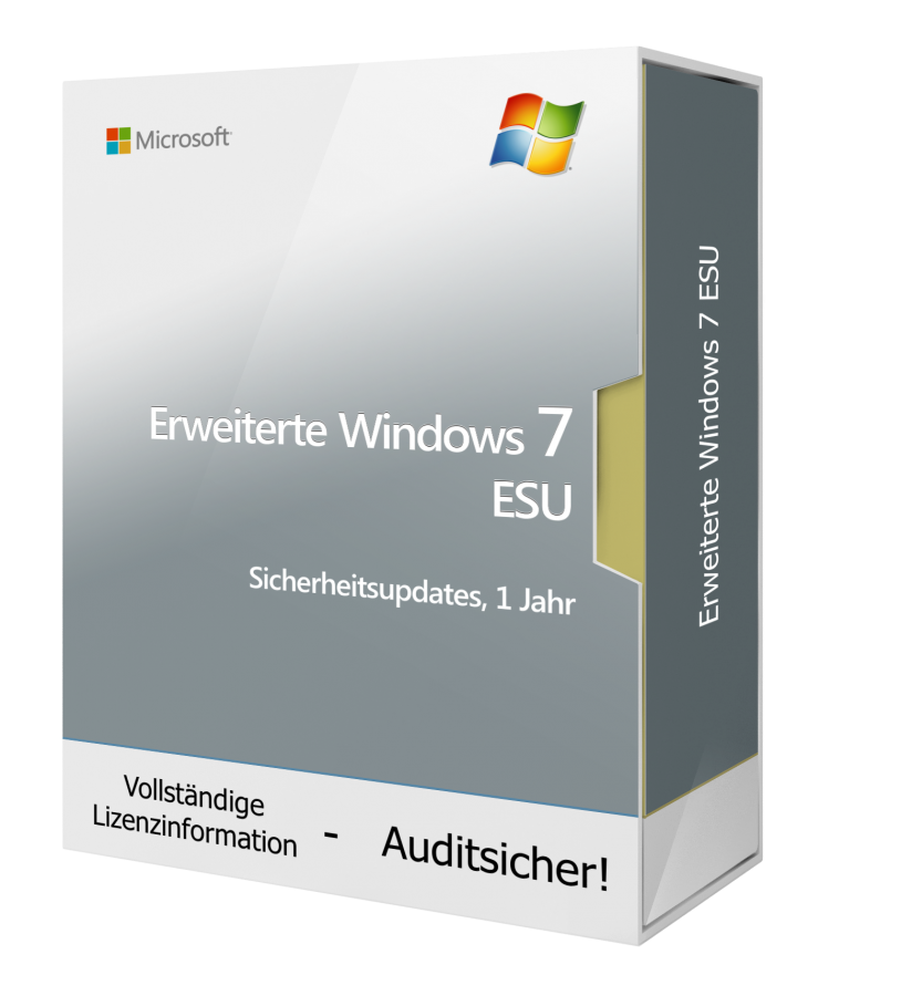 Erweiterte Windows 7-Sicherheitsupdates ESU, 1 Jahr 2021, Vorgängerlizenzen werden benötigt.