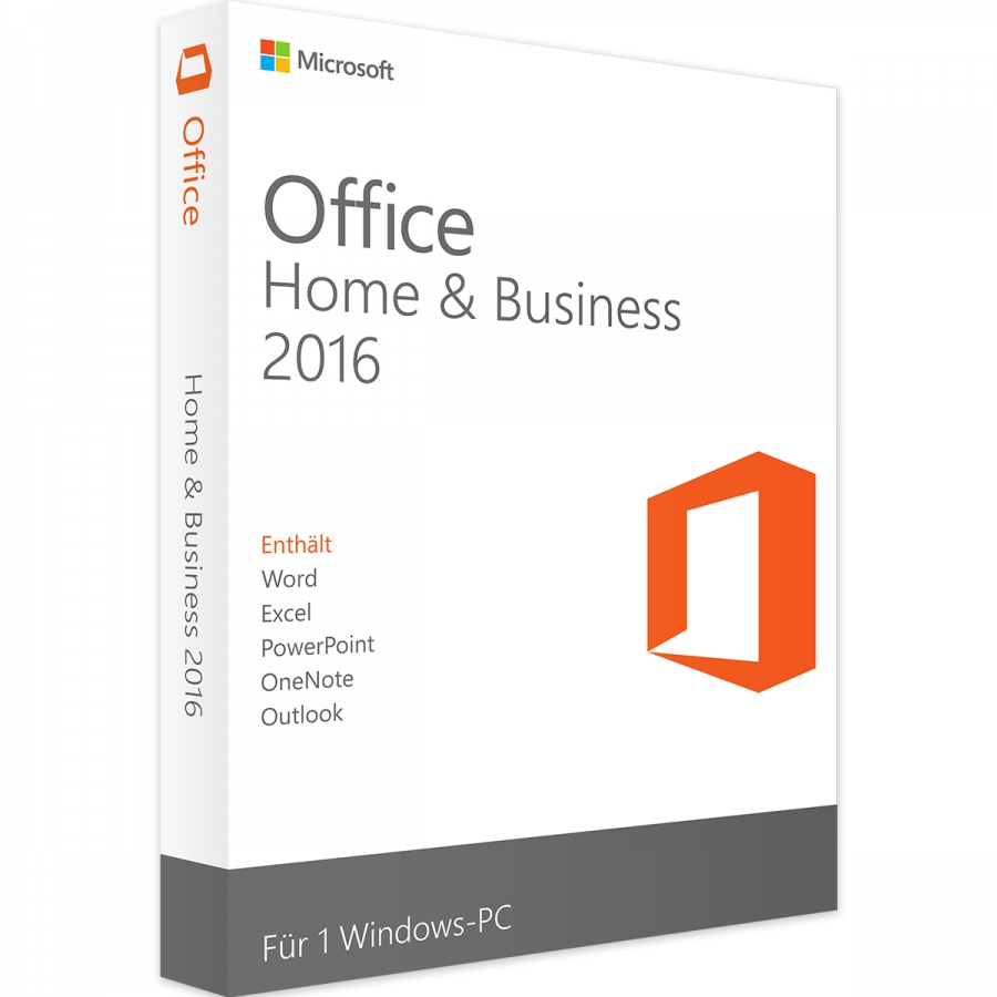 Microsoft Office 2016 Home and Business PKC Box für PC